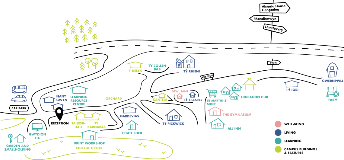 Picture map of the Elidyr Communities Trust site.